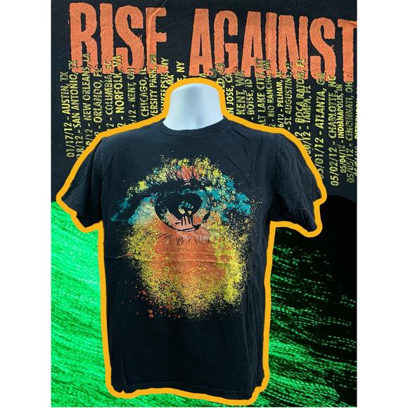 Rise Against T-Shirt Small 18x25 2012 Tour Black Band Graphic Tee - Picture 1 of 11